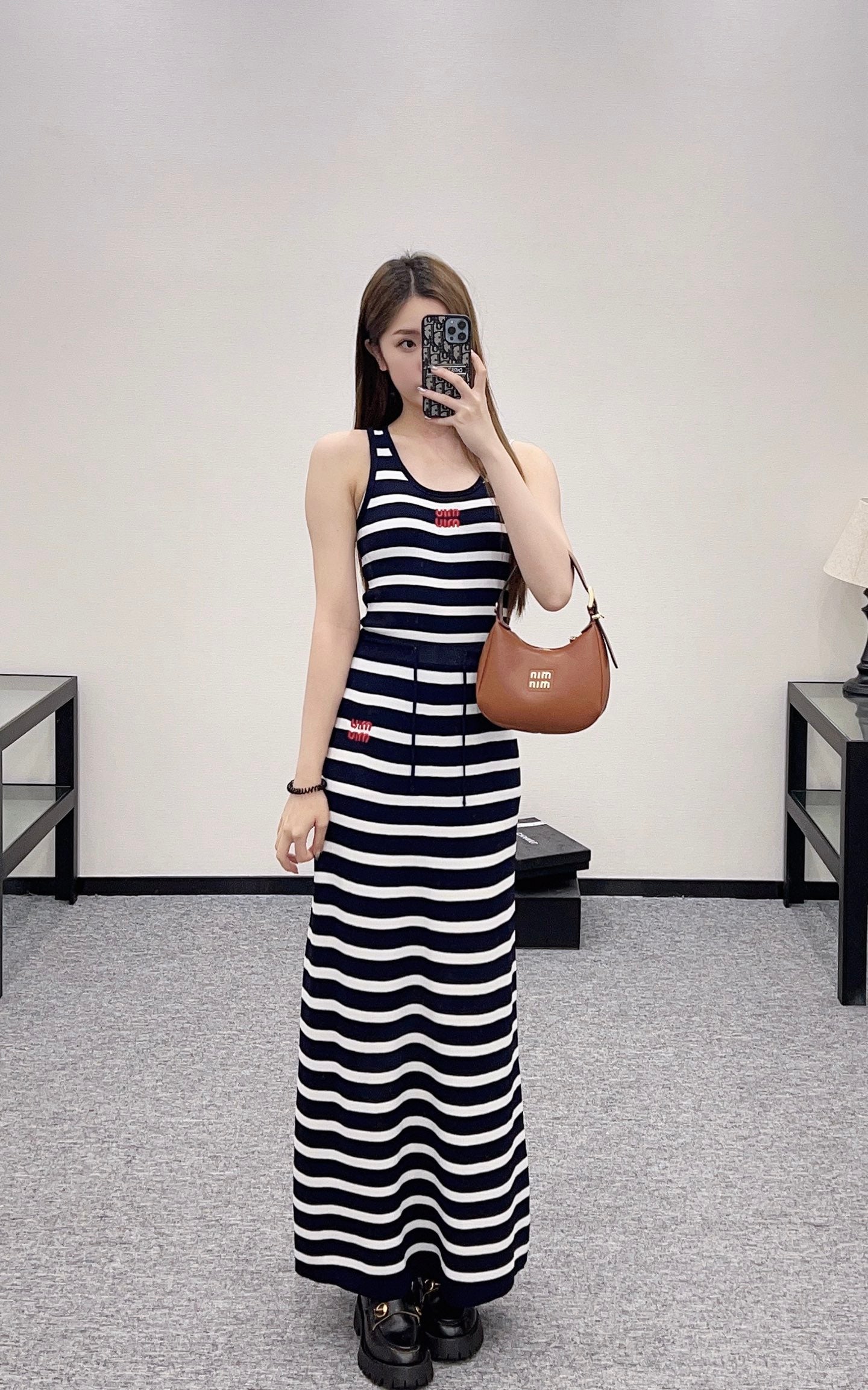 Mi*mi*♥2025 new product Knitted vest long skirt set