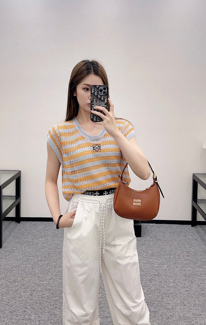 L*♥2025 new product Embroidered knitted short sleeves