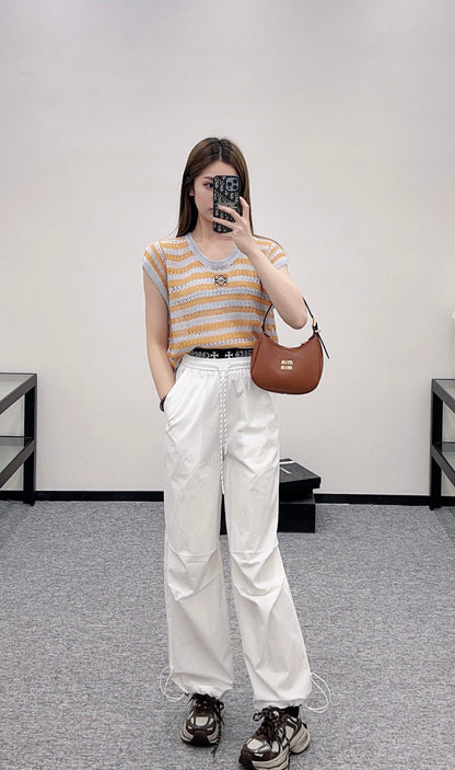 L*♥2025 new product Embroidered knitted short sleeves