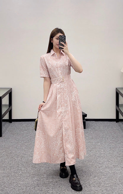 D*♥2025 new product Printed belt long skirt