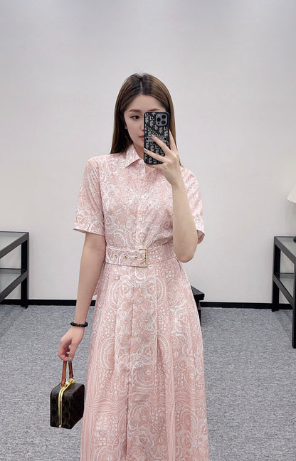 D*♥2025 new product Printed belt long skirt
