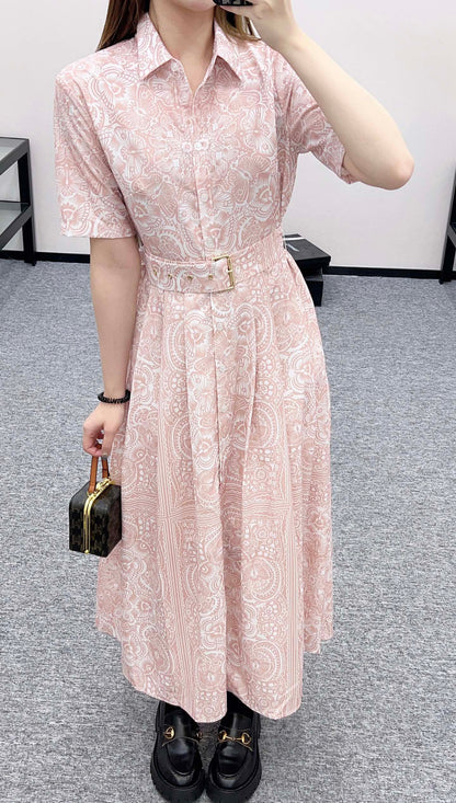 D*♥2025 new product Printed belt long skirt