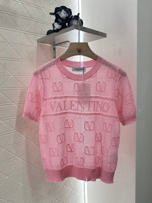 V*♥2025 new product Jacquard knitted short sleeves