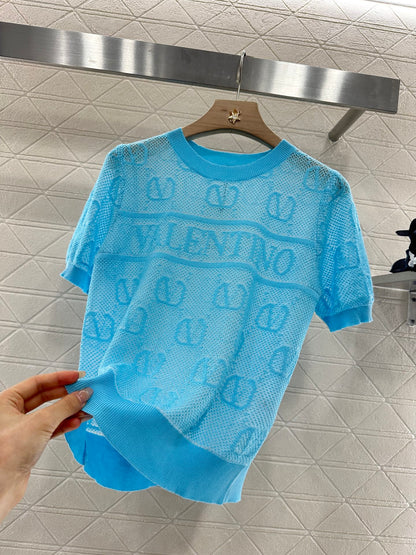 V*♥2025 new product Jacquard knitted short sleeves