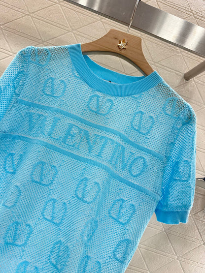 V*♥2025 new product Jacquard knitted short sleeves