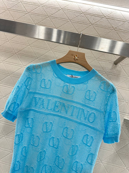 V*♥2025 new product Jacquard knitted short sleeves