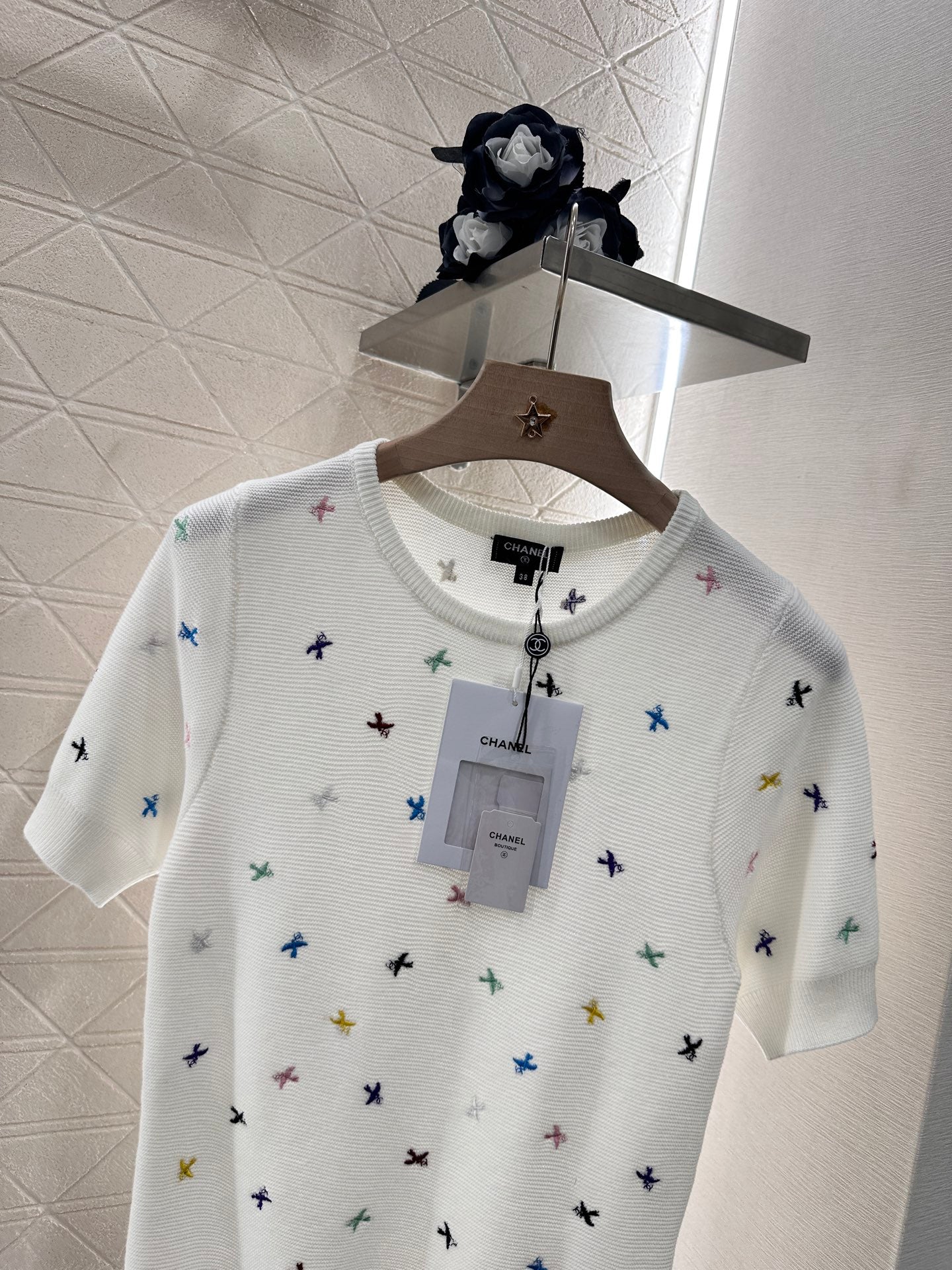C*♥2025 new product Embroidered knitted short sleeves