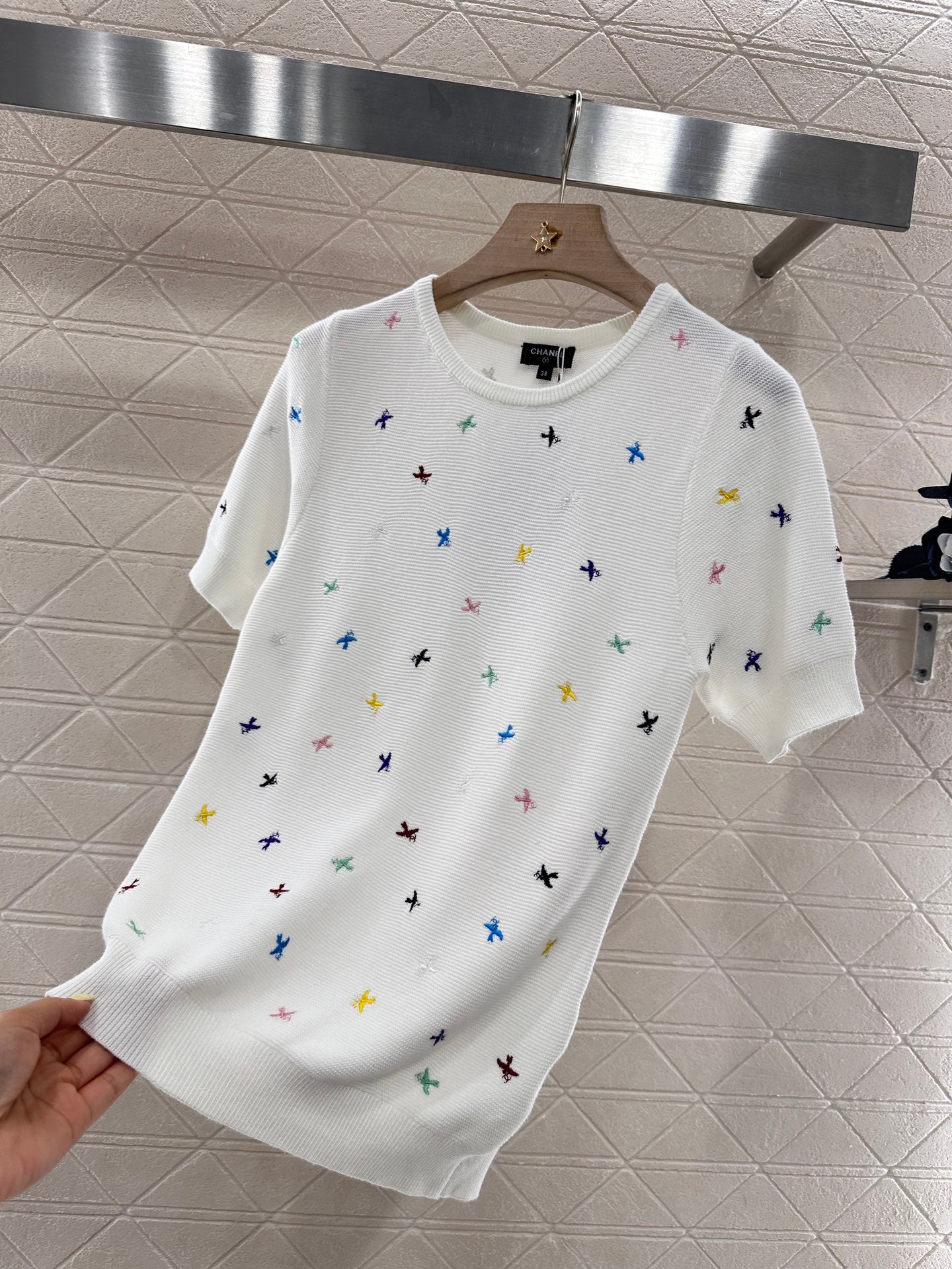 C*♥2025 new product Embroidered knitted short sleeves