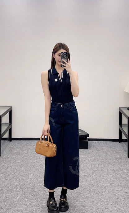 C*♥2025 new product Striped knitted vest
