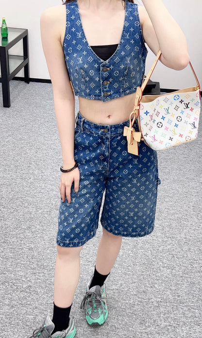 Louis*♥2025 new product Denim vest set