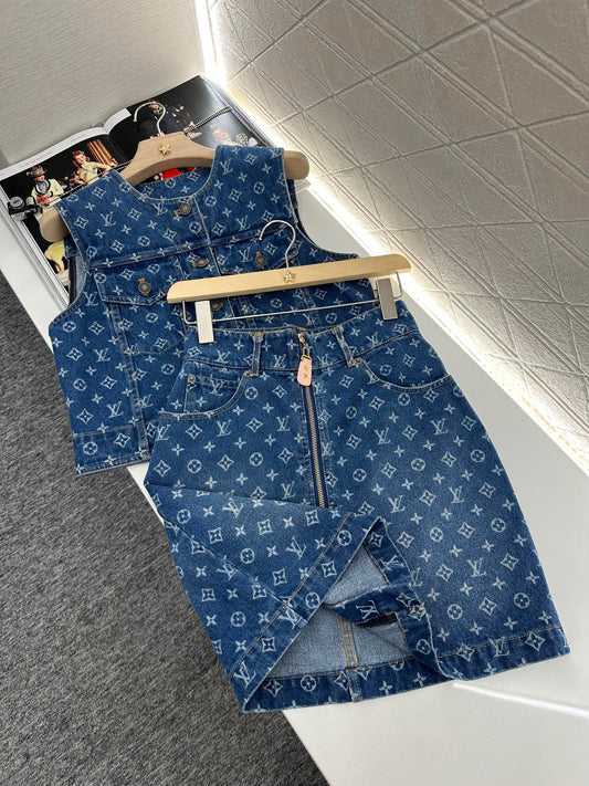 Louis *♥2025 new product Denim vest and skirt set