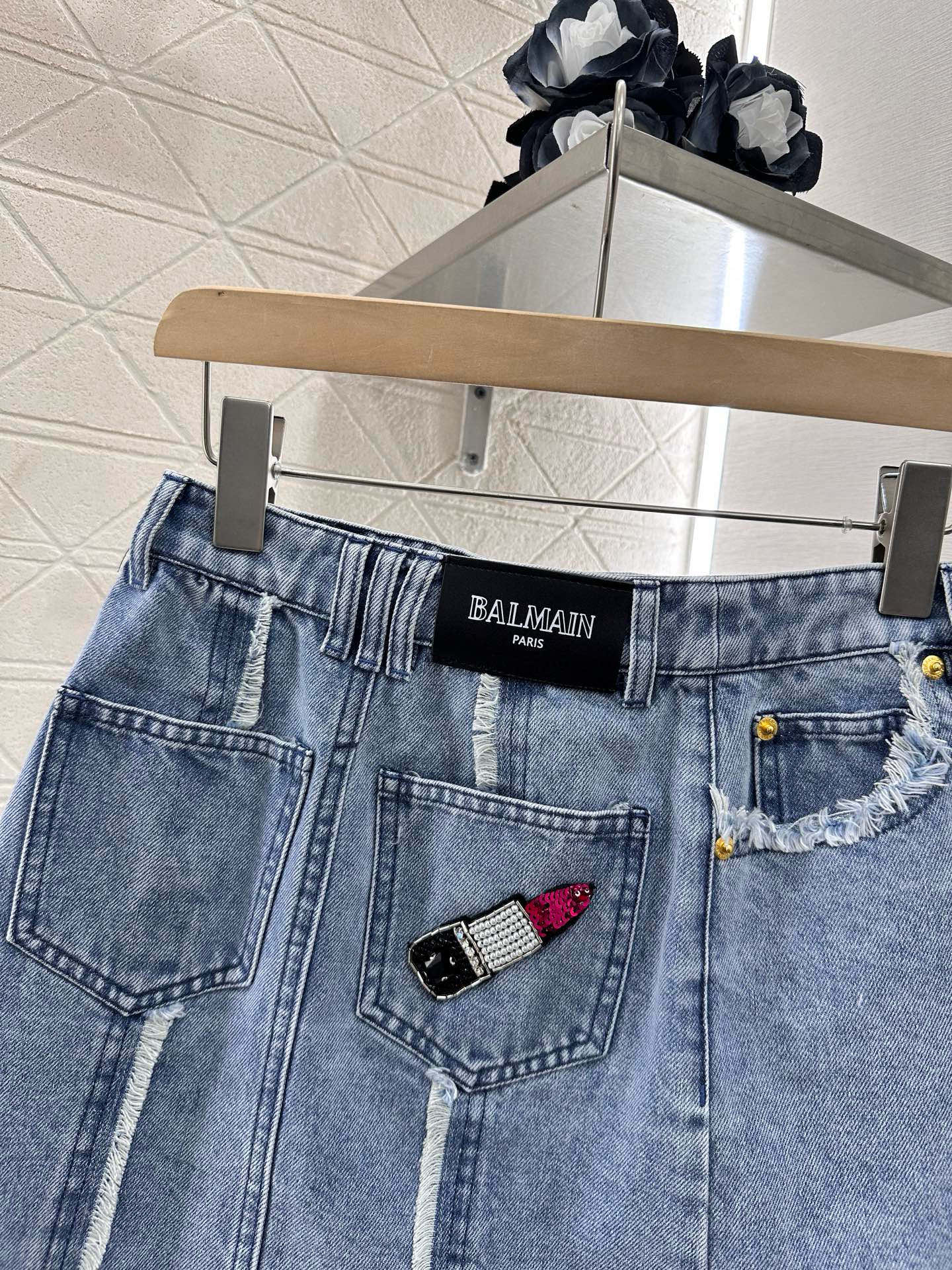 B*♥2025 new product Raw-edge denim jacket and skirt set