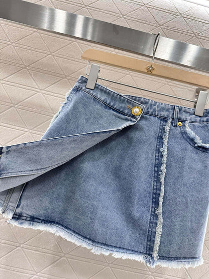 B*♥2025 new product Raw-edge denim jacket and skirt set