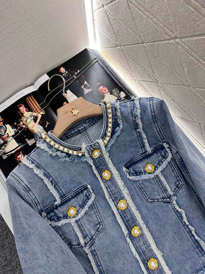 B*♥2025 new product Raw-edge denim jacket and skirt set