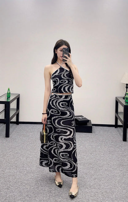 C*♥2025 new product Vest and long skirt set