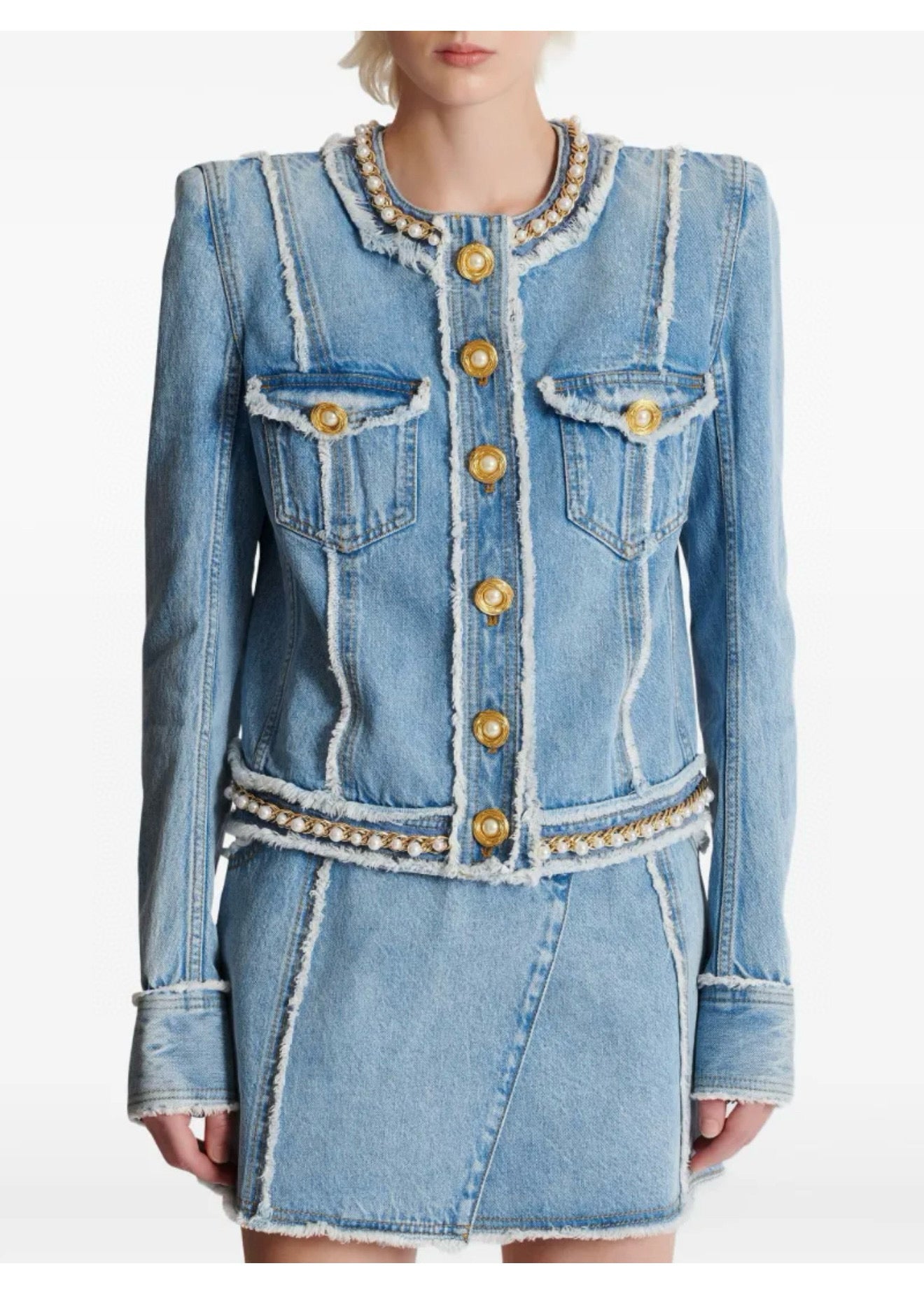 B*♥2025 new product Raw-edge denim jacket and skirt set