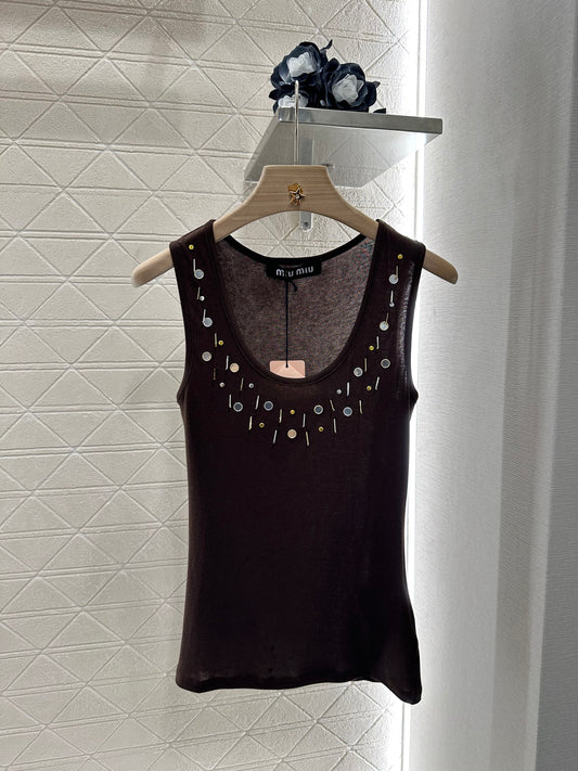 Mi*mi*♥2025 new product Beaded cotton vest