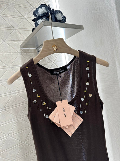 Mi*mi*♥2025 new product Beaded cotton vest