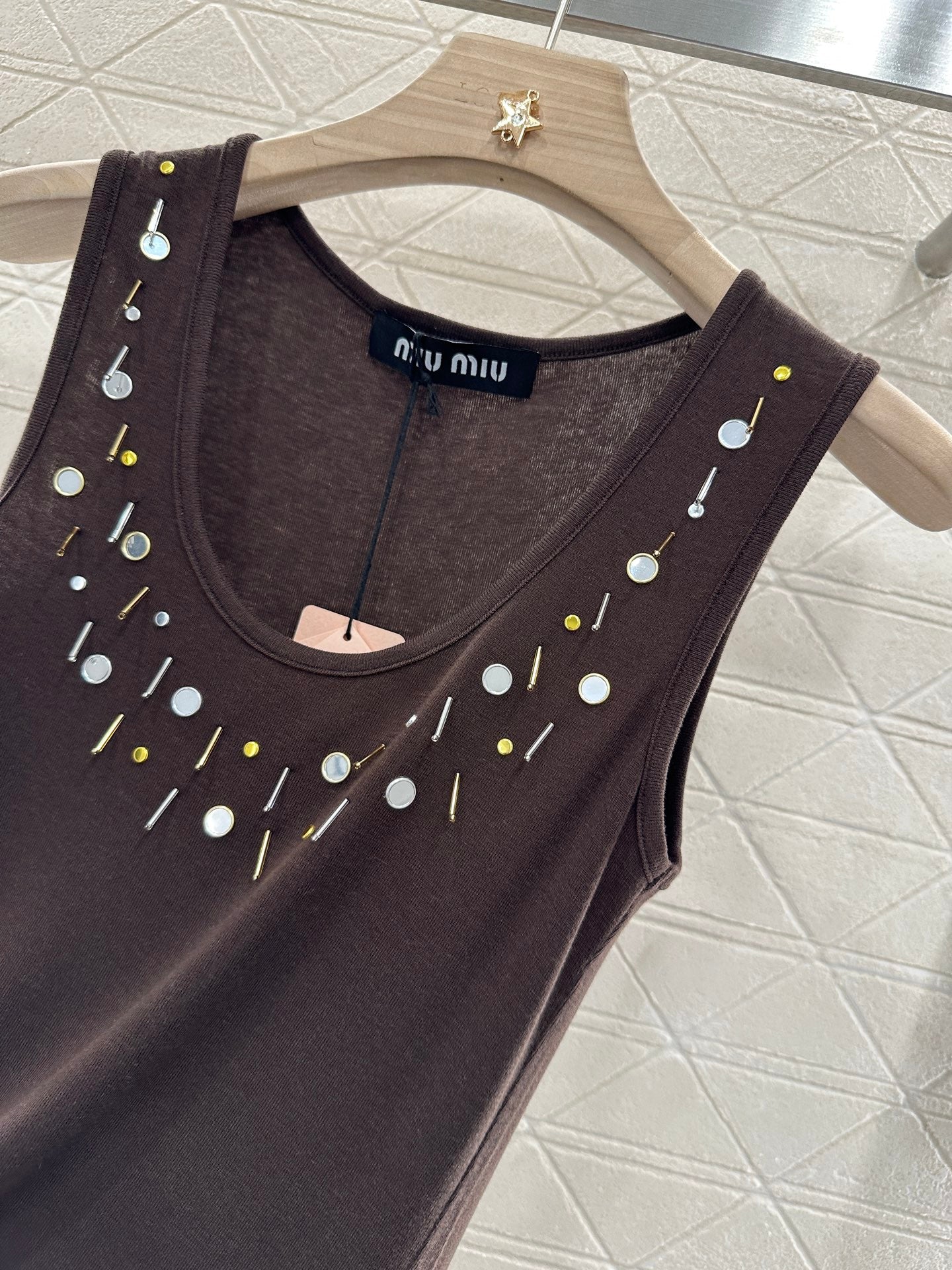Mi*mi*♥2025 new product Beaded cotton vest