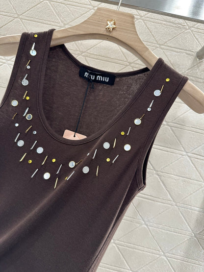 Mi*mi*♥2025 new product Beaded cotton vest