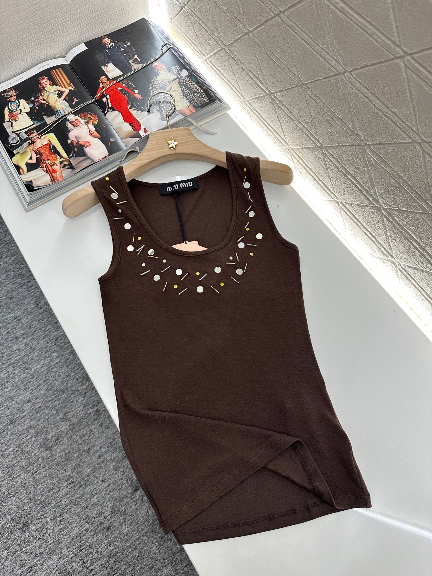 Mi*mi*♥2025 new product Beaded cotton vest