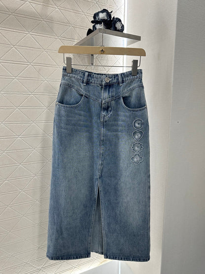 C*♥2025 new product Denim long skirt