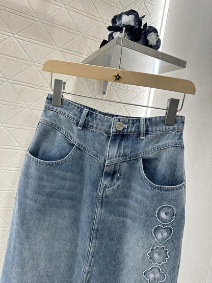 C*♥2025 new product Denim long skirt
