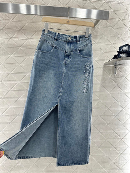 C*♥2025 new product Denim long skirt