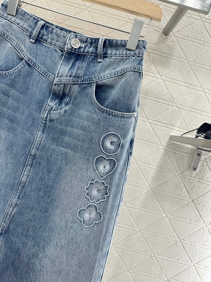 C*♥2025 new product Denim long skirt