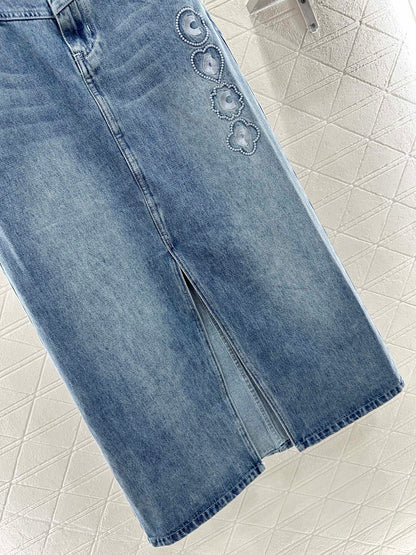 C*♥2025 new product Denim long skirt