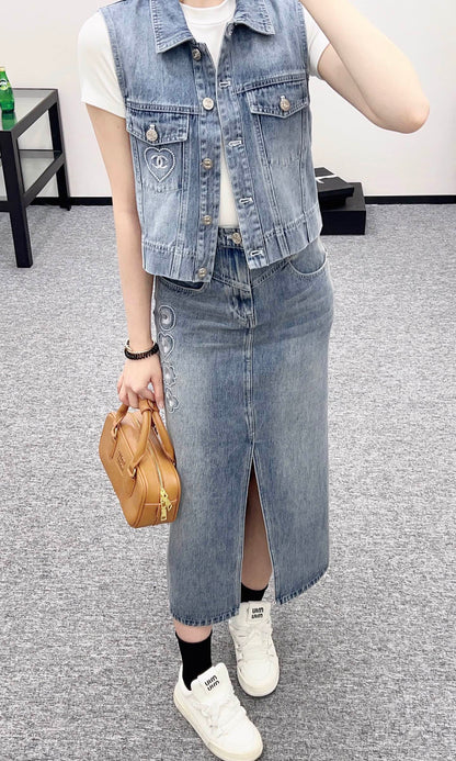 C*♥2025 new product Denim long skirt