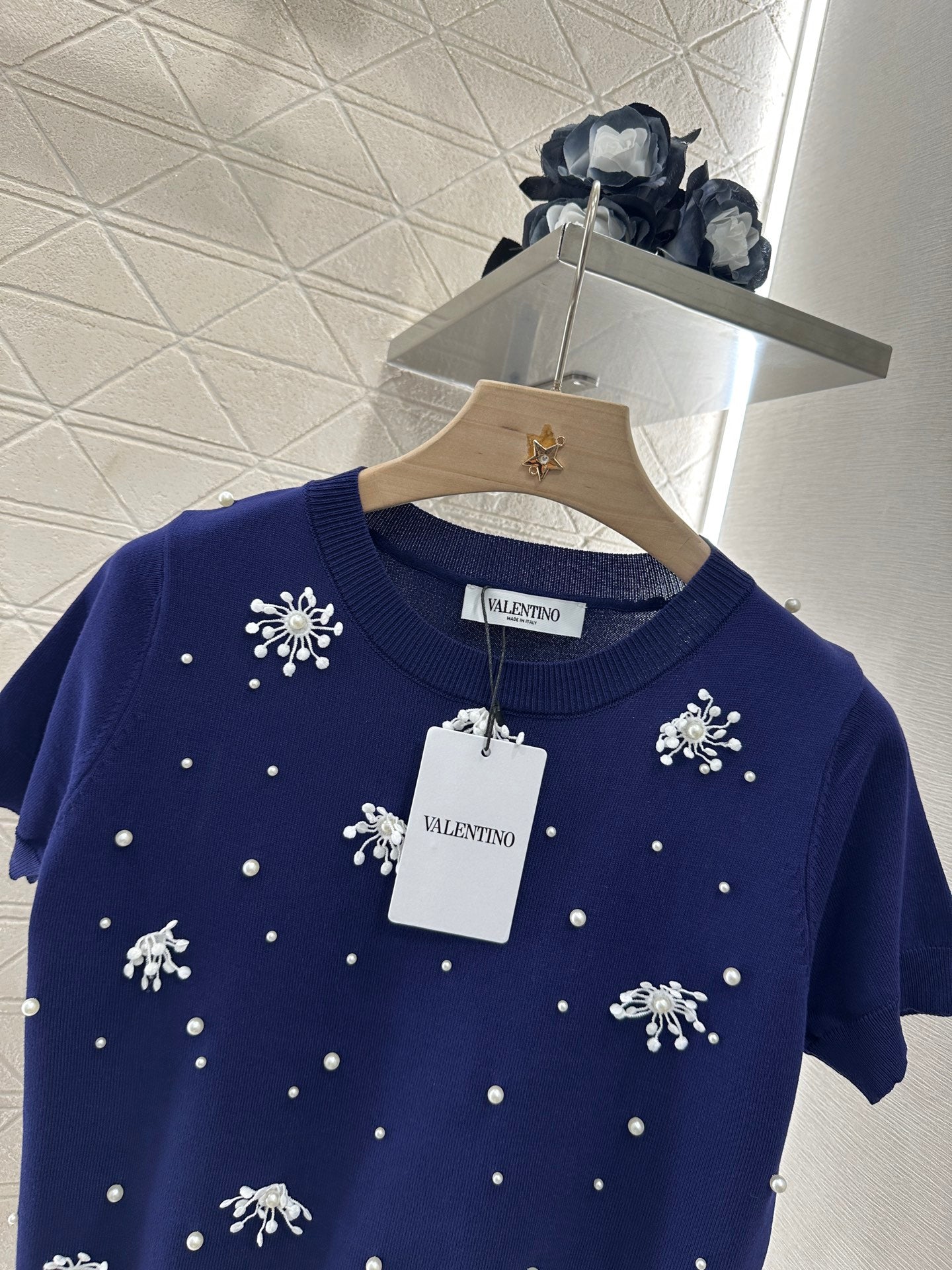 V*♥2025 new product Beaded knitted short sleeves