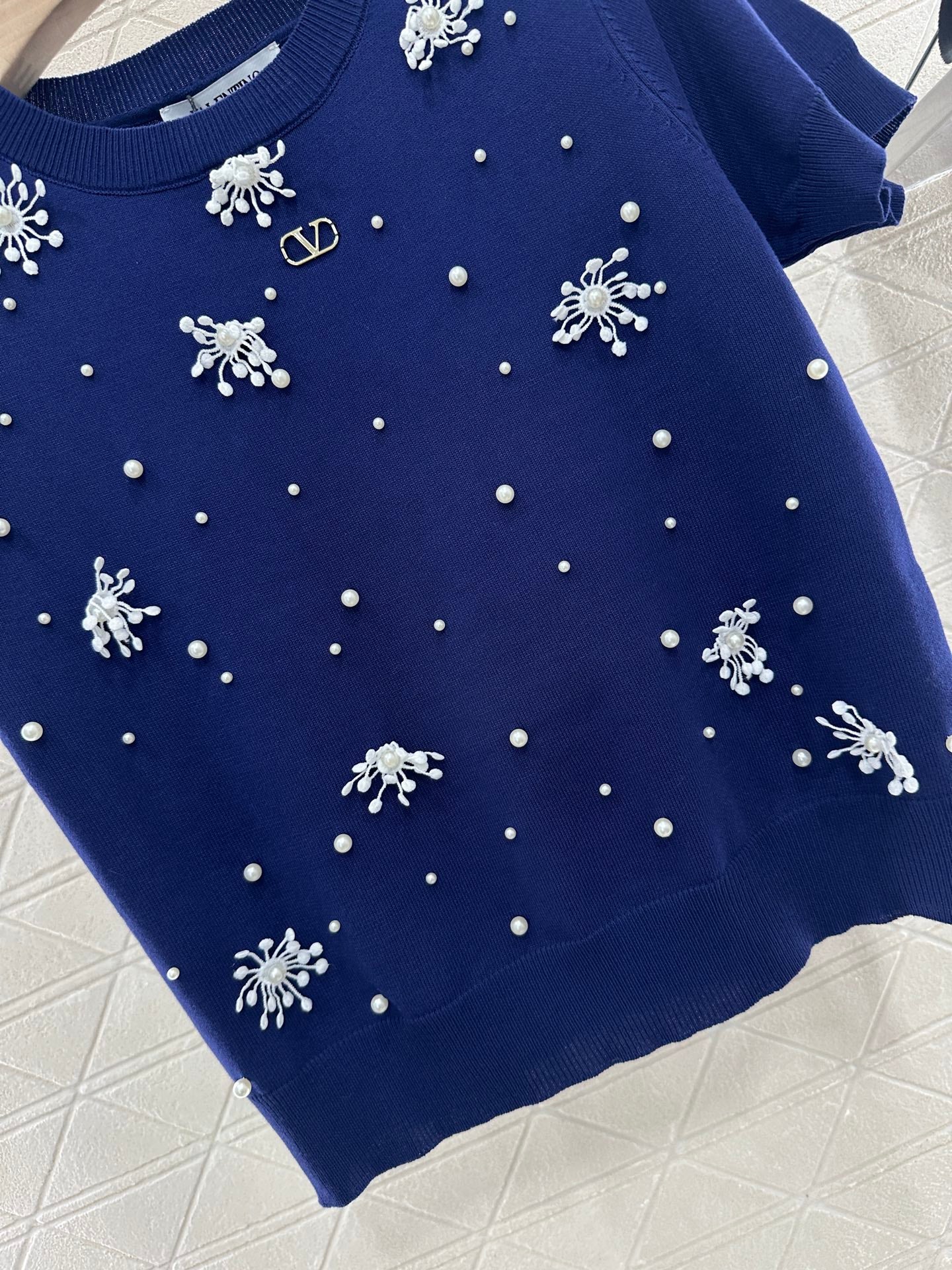 V*♥2025 new product Beaded knitted short sleeves