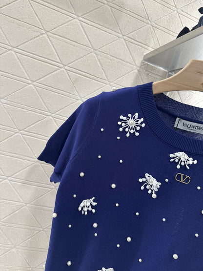 V*♥2025 new product Beaded knitted short sleeves