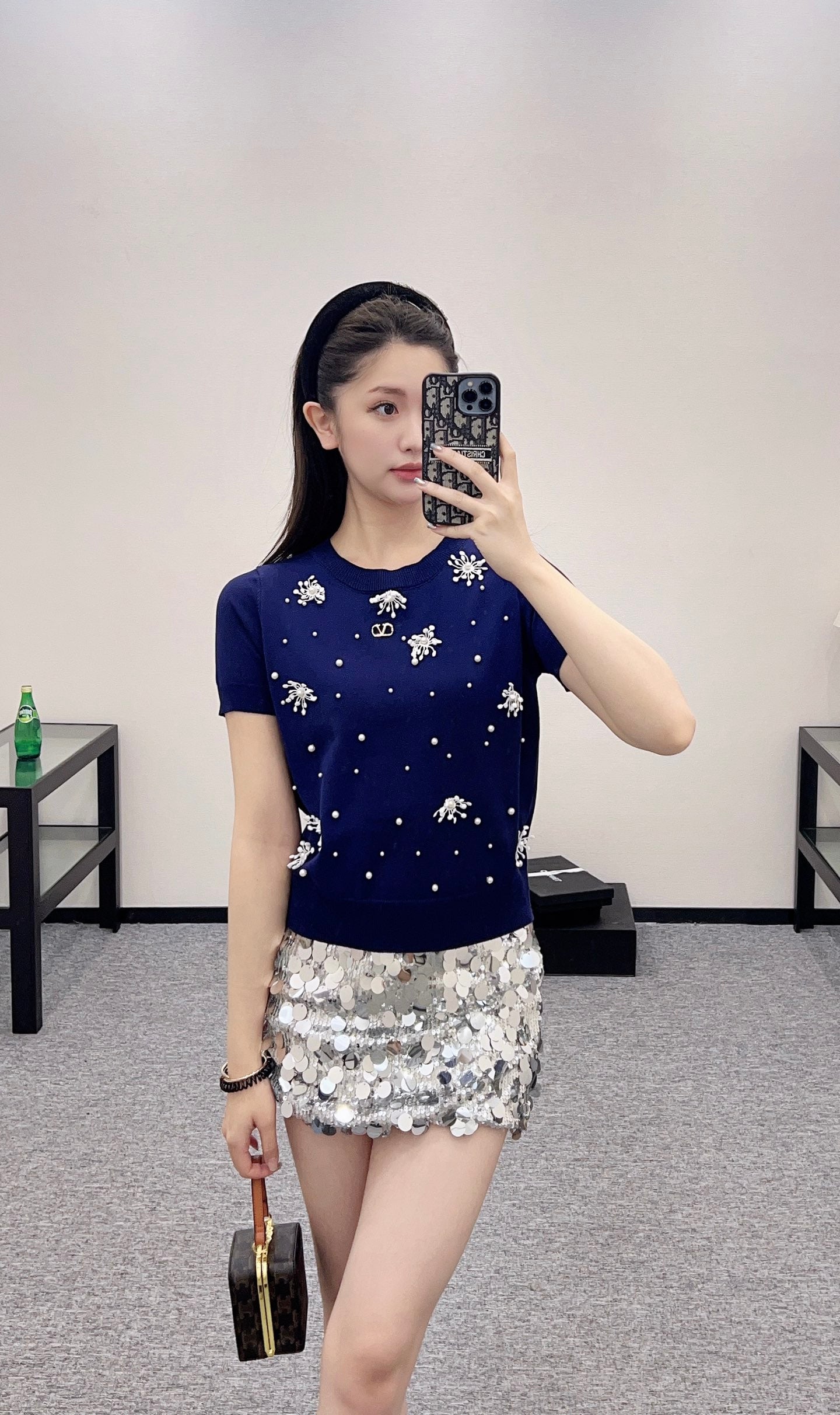 V*♥2025 new product Beaded knitted short sleeves