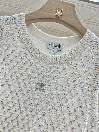 C*♥2025 new product Sequined hollow vest