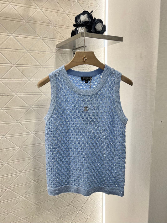 C*♥2025 new product Sequined hollow vest