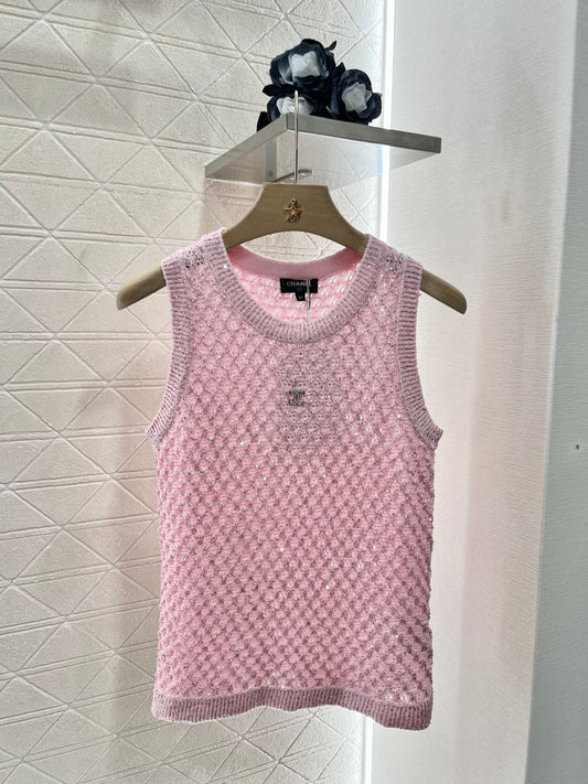 C*♥2025 new product Sequined hollow vest