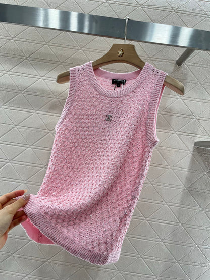 C*♥2025 new product Sequined hollow vest