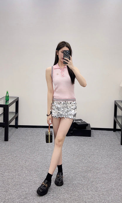 C*♥2025 new product Lapel knitted vest