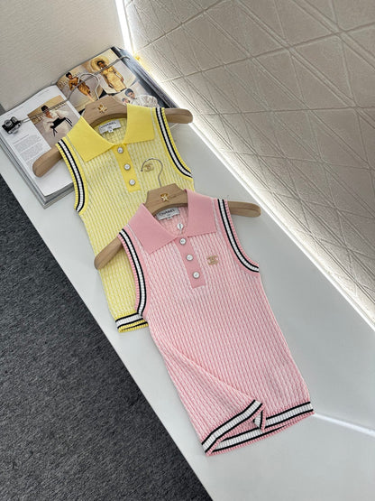 C*♥2025 new product Lapel knitted vest