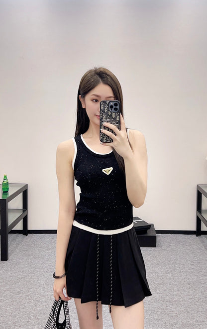 P*♥2025 new product Fake two-piece knitted vest