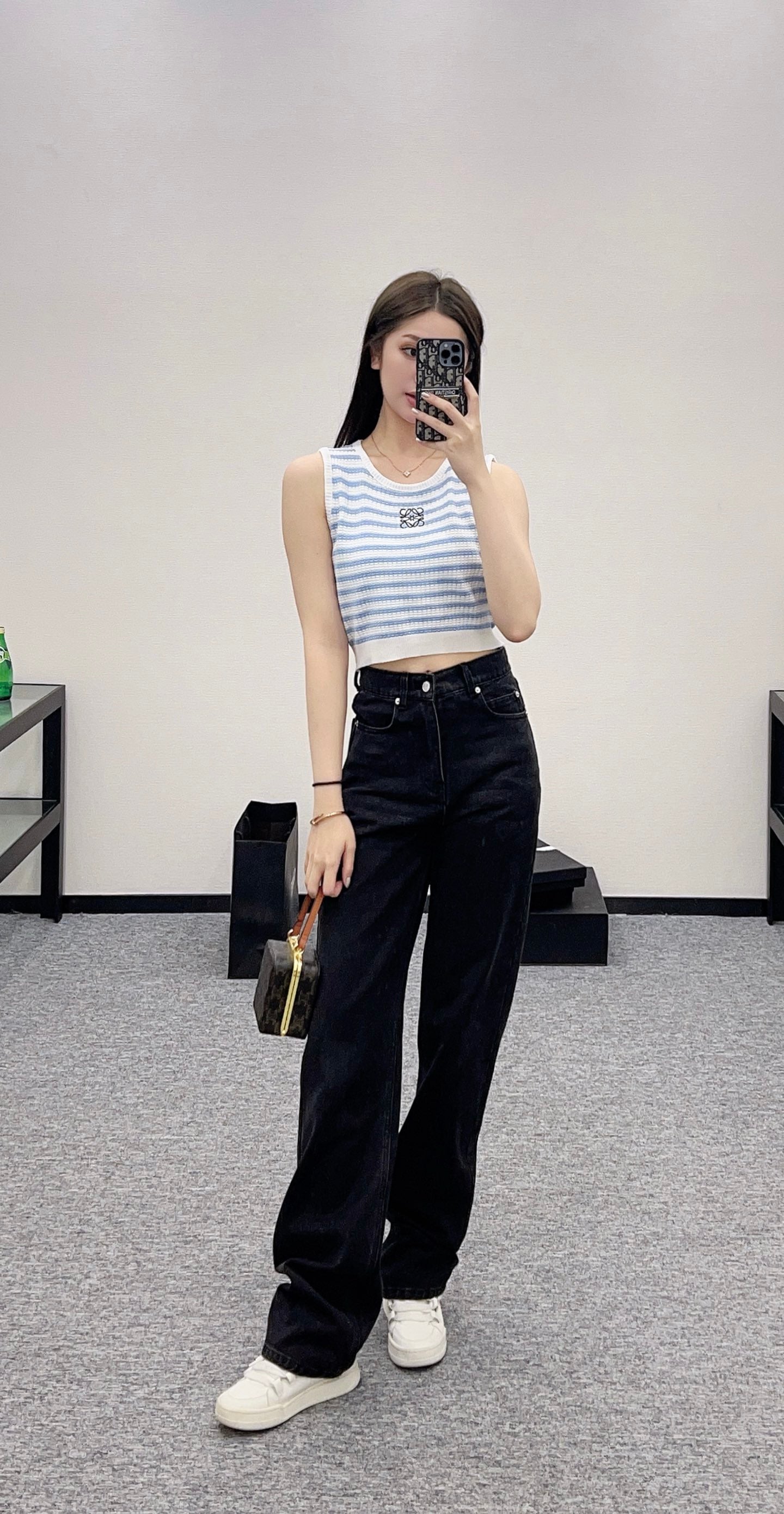 L*♥2025 new product Striped knitted vest