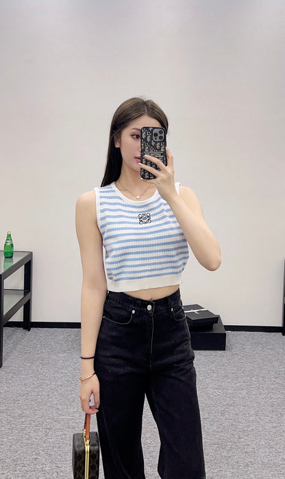 L*♥2025 new product Striped knitted vest