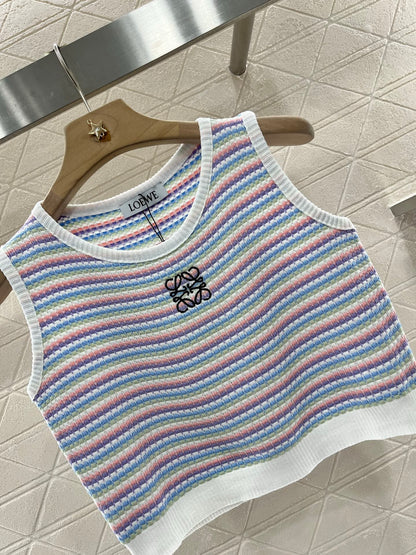 L*♥2025 new product Striped knitted vest
