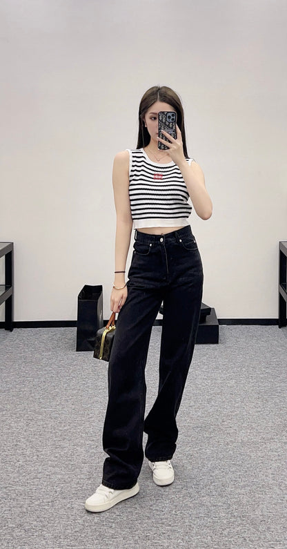 L*♥2025 new product Striped knitted vest