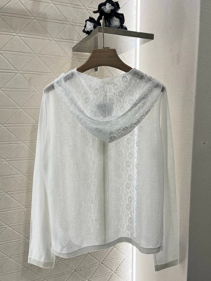 C*♥2025 new product Lace hooded cardigan