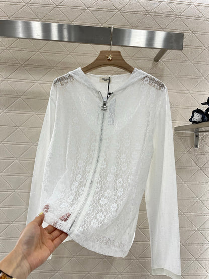 C*♥2025 new product Lace hooded cardigan
