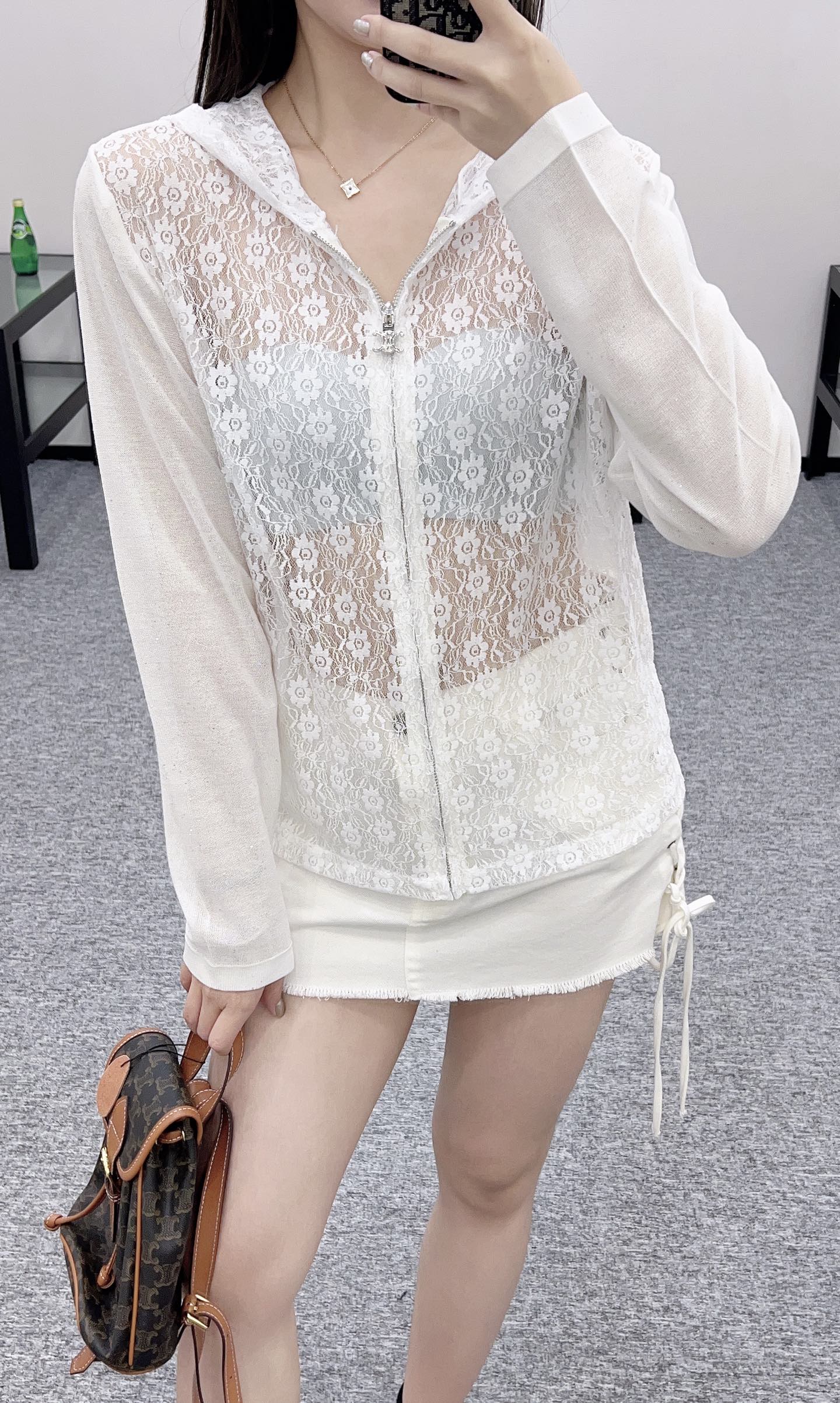 C*♥2025 new product Lace hooded cardigan