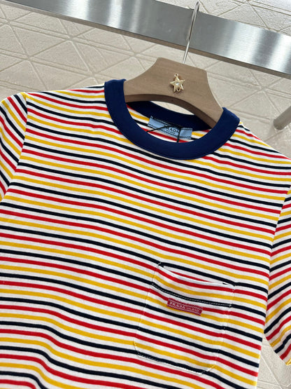 P*♥2025 new product Striped round neck